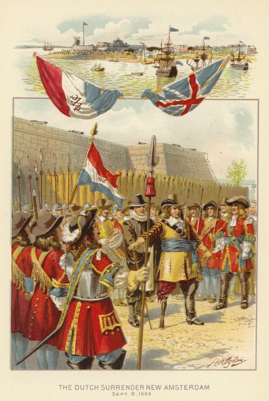 Holanďané kapitulují Nový Amsterdam, 8. září 1664 (barva lito) od Henry Alexander (after) Ogden