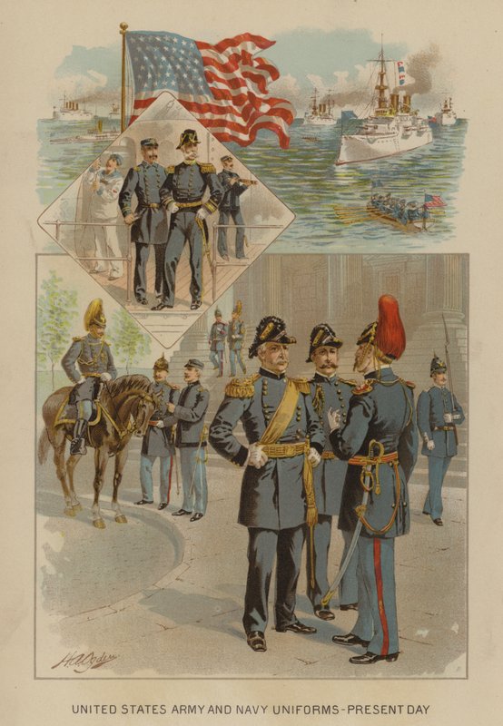 Uniformy armády a námořnictva Spojených států - současnost (chromolitho) od Henry Alexander (after) Ogden
