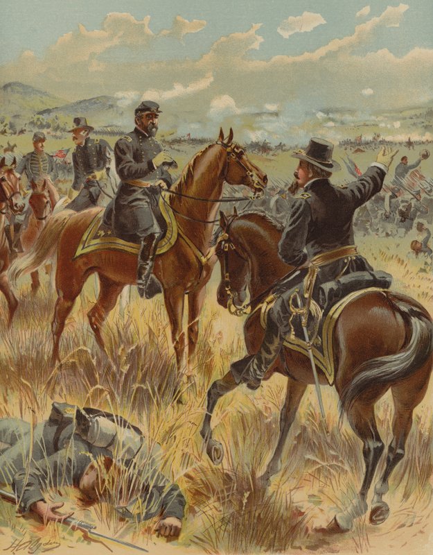 Generál Meade v bitvě u Gettysburgu v Pensylvánii, americká občanská válka, 2. července 1863 od Henry Alexander Ogden