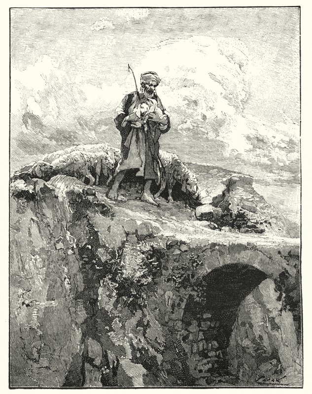 Most bez parapetu přes Jordán (litho) od Henry Andrew Harper