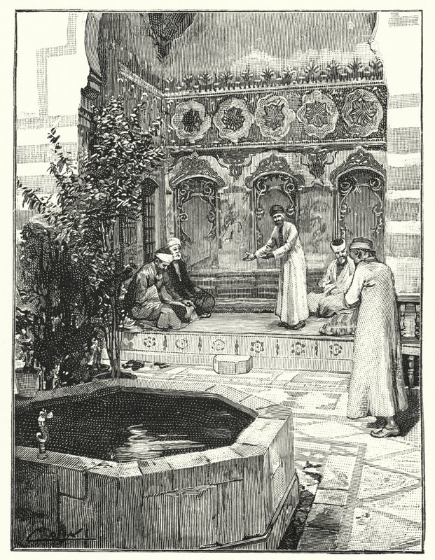 Přijímání hostů v levan, Damašek (litho) od Henry Andrew Harper