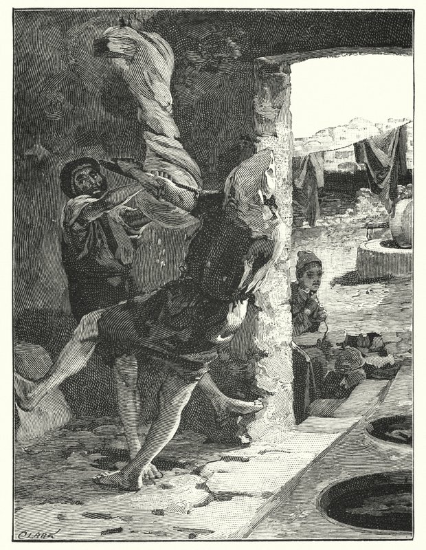 Vyždímání kůže v Joppa (litho) od Henry Andrew Harper
