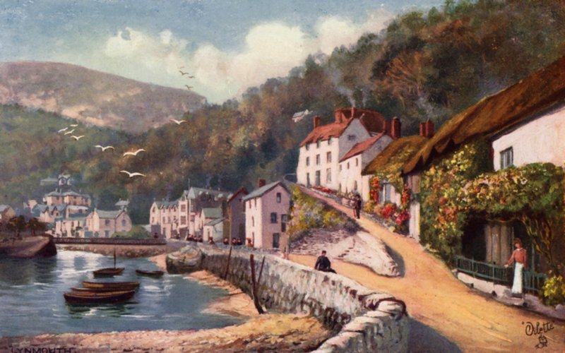 Lynmouth (barevná litografie) od Henry B. (after) Wimbush