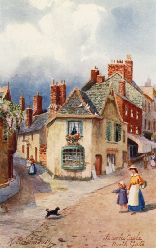 North Gate, Barnstaple (barevná litografie) od Henry B. (after) Wimbush