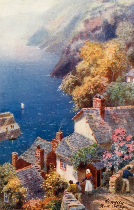 Rose Cottage, Clovelly (barevná litografie) od Henry B. (after) Wimbush