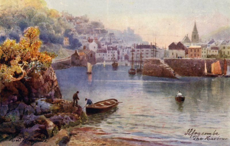 Přístav, Ilfracombe (barevná litografie) od Henry B. (after) Wimbush