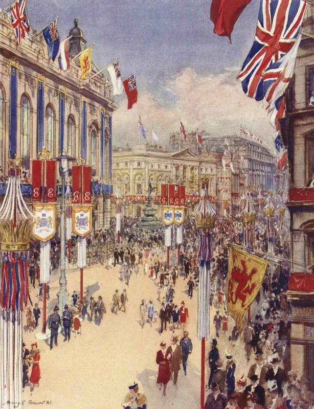 Piccadilly Circus, Londýn (barevné lito) od Henry Charles Brewer