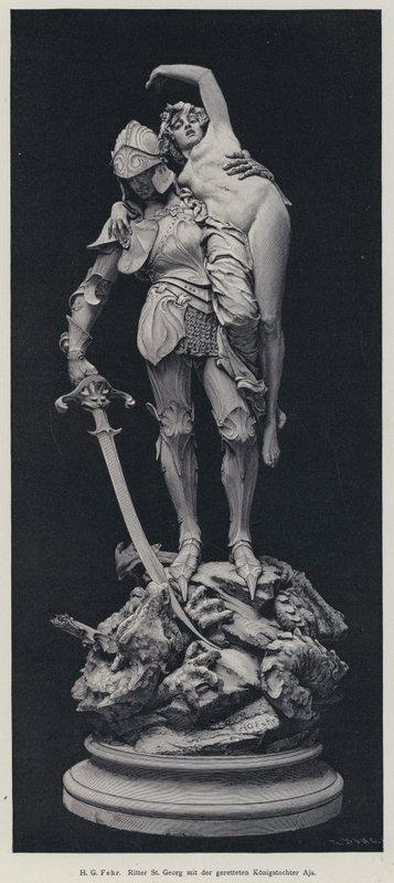 Svatý Jiří a zachráněná panna (rytina) od Henry Charles Fehr