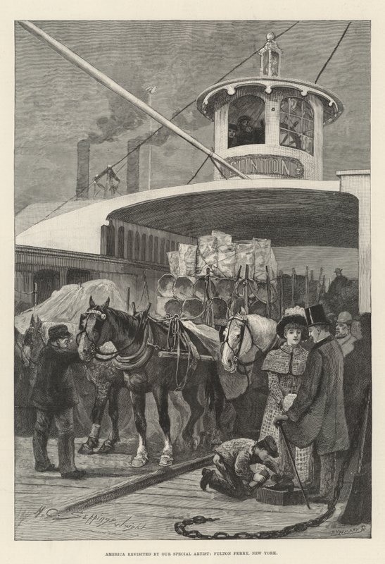 Amerika znovu navštívená naším speciálním umělcem, Fulton Ferry, New York od Henry Charles Seppings Wright