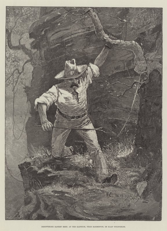Objevování Banket Reef, v Kantoor, poblíž Barberton, De Kaap Goldfields od Henry Charles Seppings Wright