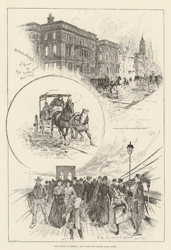 Náš umělec v Americe, New York City People Going Home od Henry Charles Seppings Wright