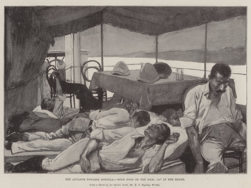 Postup k Dongole, pravé poledne na Nilu, 115° ve stínu od Henry Charles Seppings Wright