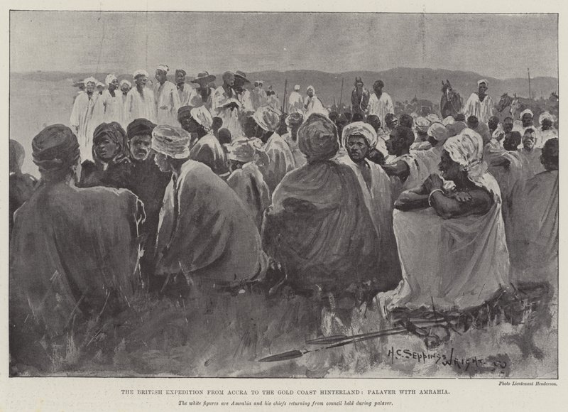 Britská výprava z Akkry do vnitrozemí Zlatého pobřeží, Palaver s Amrahiou od Henry Charles Seppings Wright
