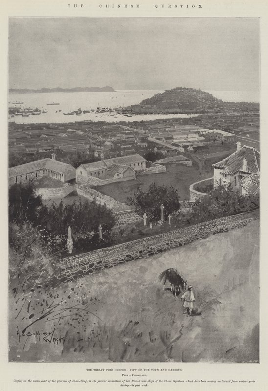 Čínská otázka, smlouva Port Chefoo, Pohled na město a přístav od Henry Charles Seppings Wright
