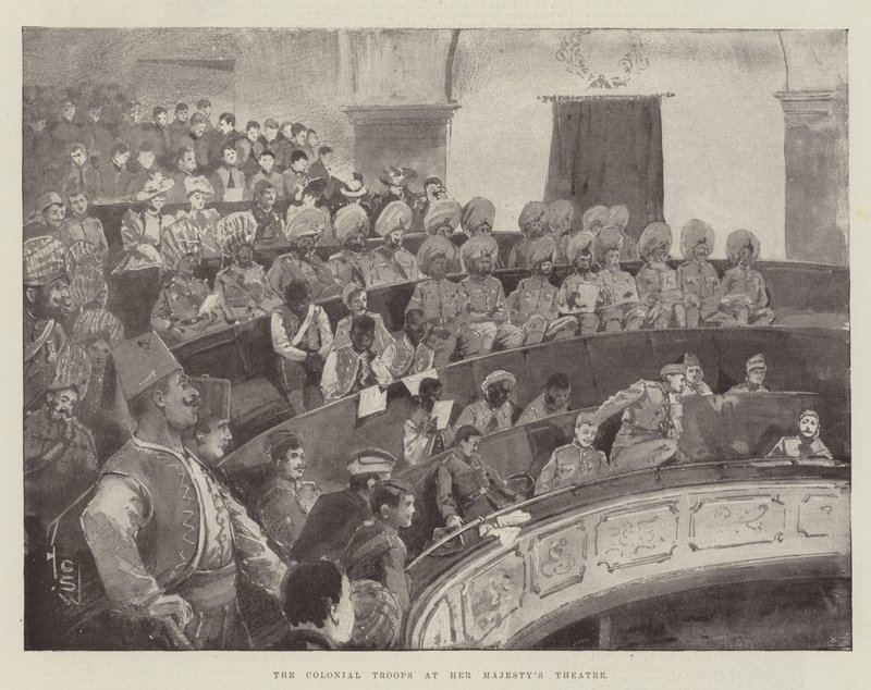 Koloniální vojska v Divadle Jejího Veličenstva od Henry Charles Seppings Wright