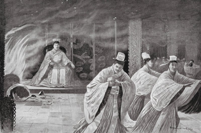 Císař se upálí ve svém paláci (litografie) od Henry Charles Seppings Wright
