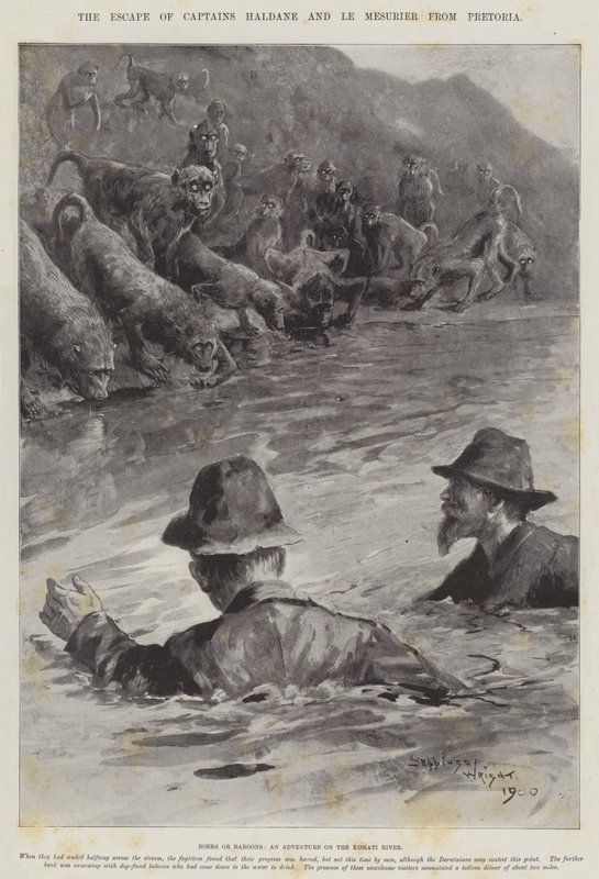 Útěk kapitánů Haldane a Le Mesurier z Pretorie od Henry Charles Seppings Wright