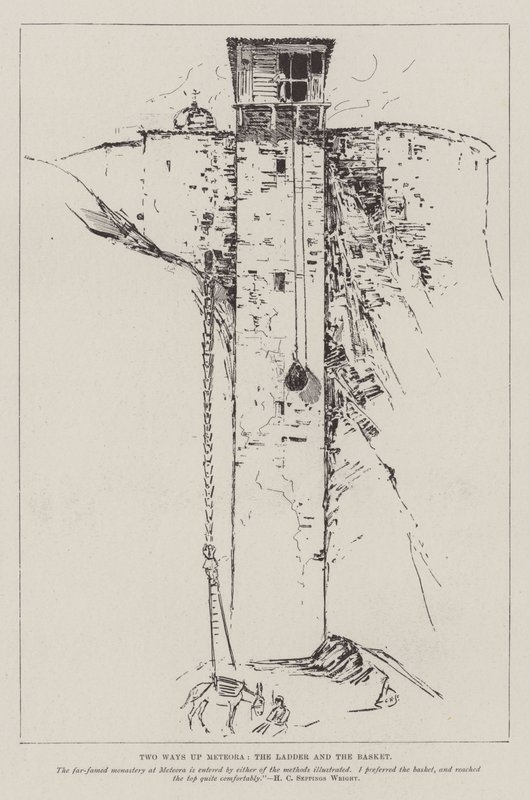 Dvě cesty nahoru Meteora, žebřík a koš od Henry Charles Seppings Wright