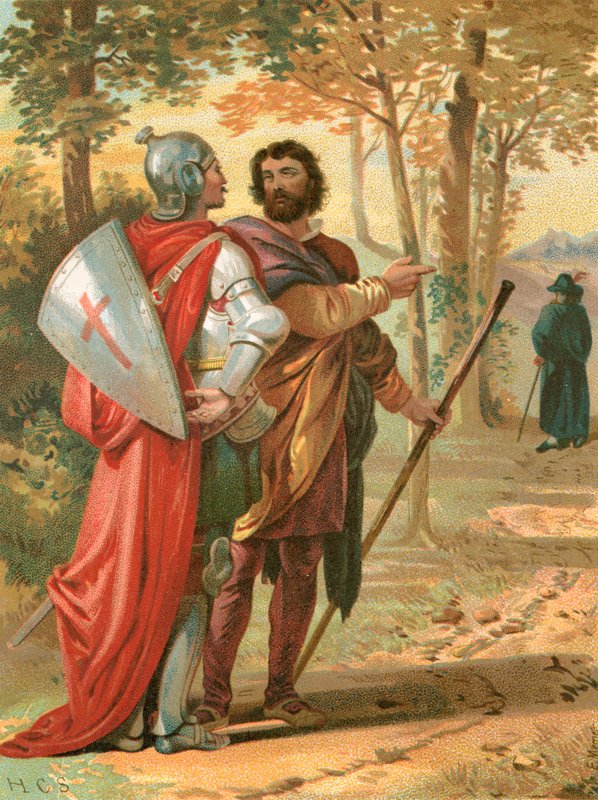 Christian a Hopeful předbíhají By-ends od Henry Courtney Selous