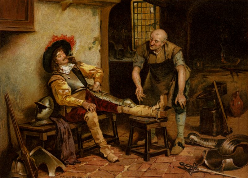 Splendid Fit, muž vybavený brněním (chromolitho) od Henry Gillard (after) Glindoni