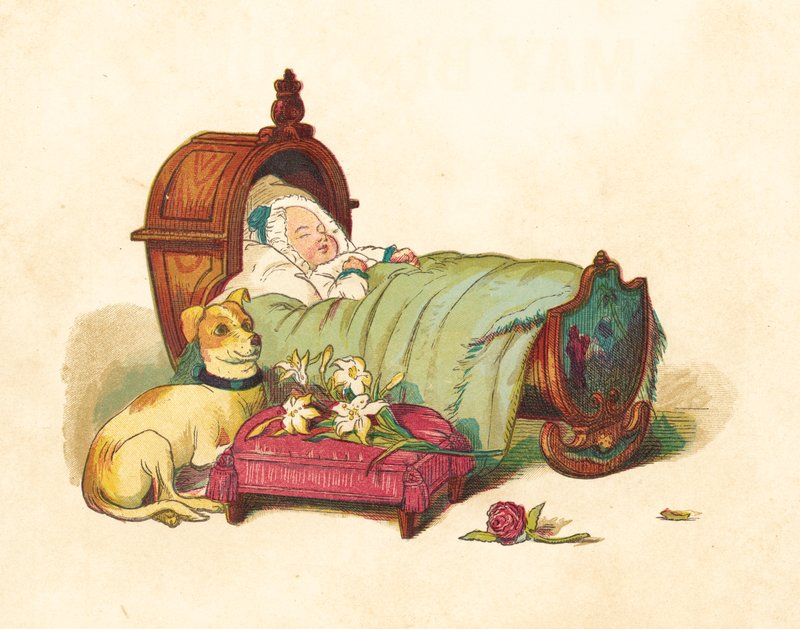 Princezna Victoria spící ve své postýlce (barva litho) od Henry Hetherington Emmerson