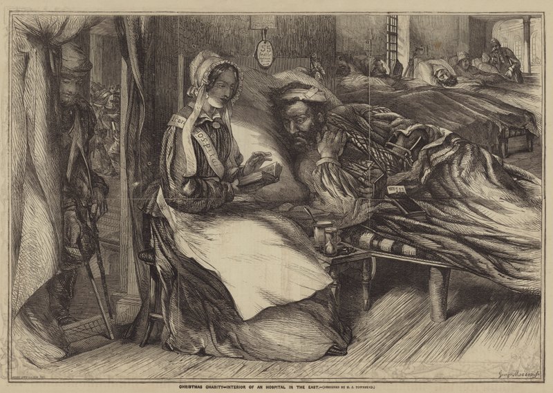 Vánoční charita, interiér nemocnice na východě země od Henry James Townsend