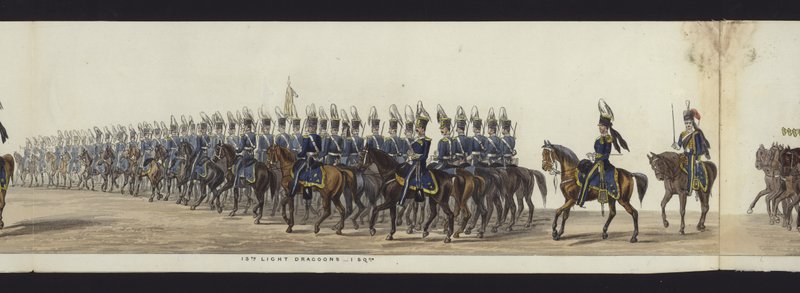 Část panoramatického pohledu na celý pohřební průvod Artura, vévody z Wellingtonu (kolorovaná akvatinta) od Henry Jr and Sala Alken