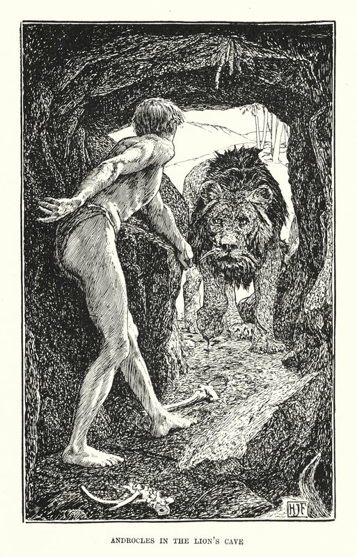 Androkles ve lví jeskyni (rytina) od Henry Justice Ford