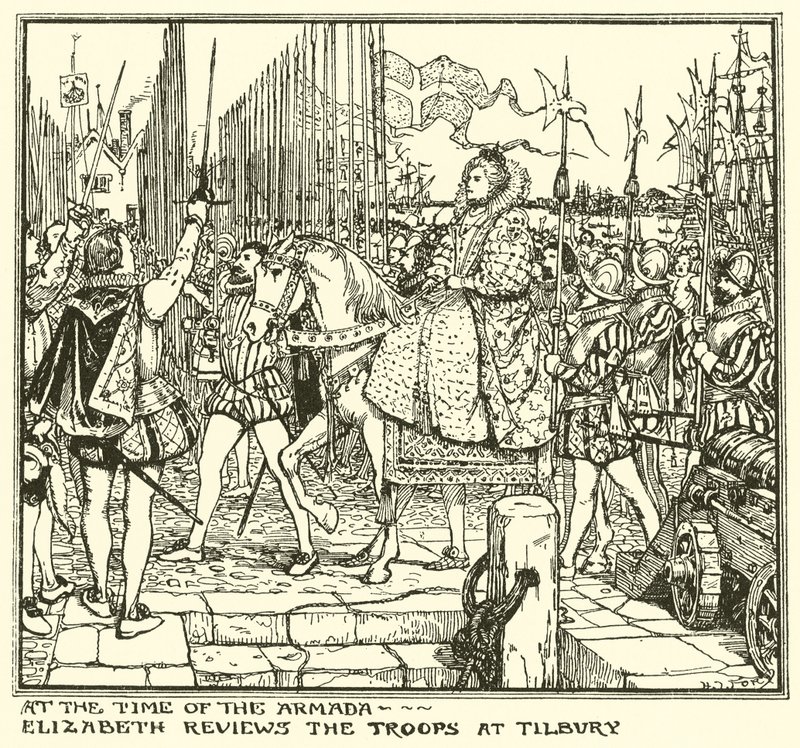 V době Armady. Elizabeth hodnotí jednotky v Tilbury od Henry Justice Ford