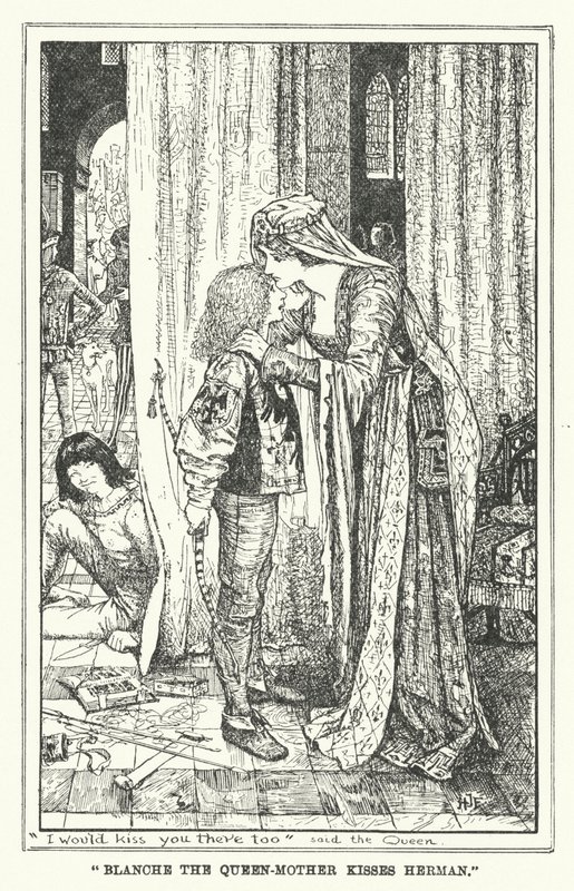 „Blanche královna-matka políbí Hermana“ (litho) od Henry Justice Ford