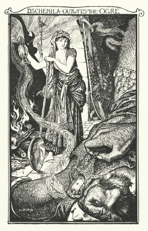 Dschemila přelstí zlobra (rytina) od Henry Justice Ford