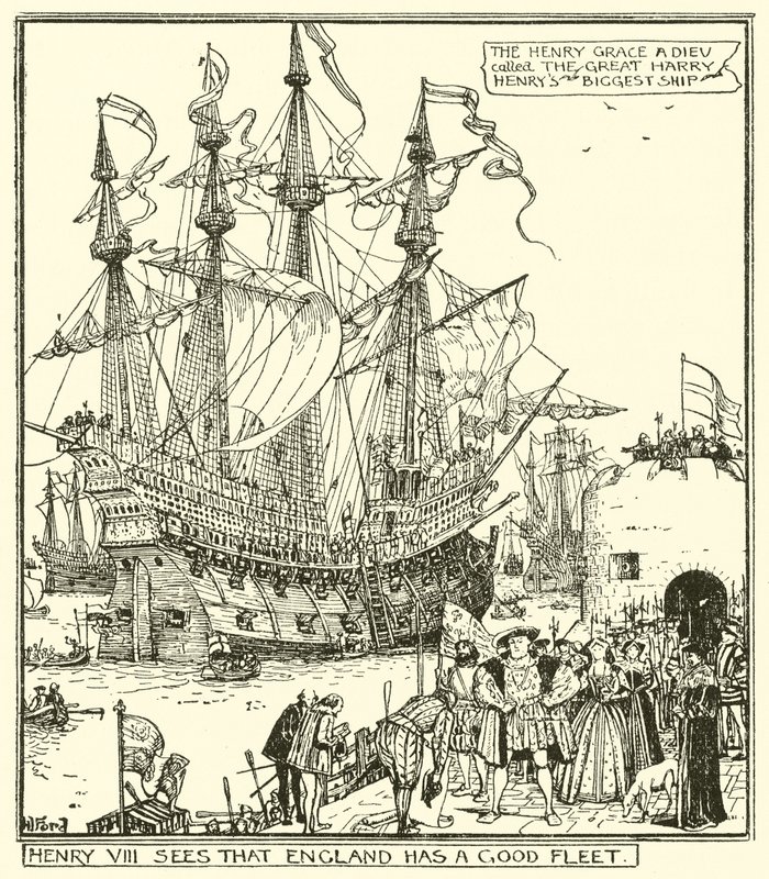 Jindřich VIII. vidí, že Anglie má dobrou flotilu. od Henry Justice Ford