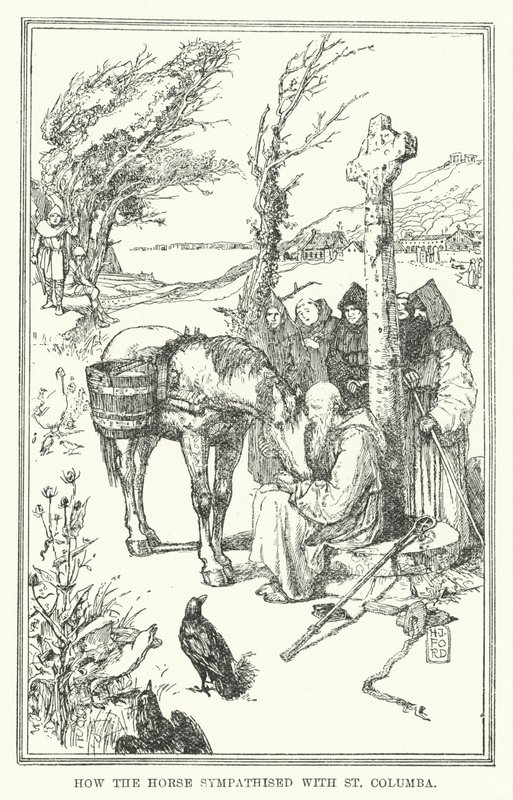 Jak kůň sympatizoval se svatým Columbou (litho) od Henry Justice Ford