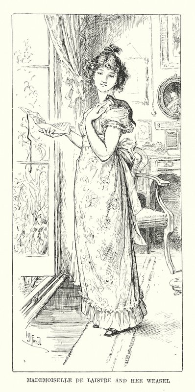 Mademoiselle de Laistre a její lasička (rytina) od Henry Justice Ford