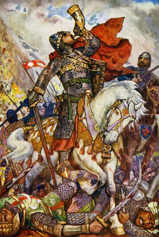 Roland zatroubí v údolí Roncevaux od Henry Justice Ford