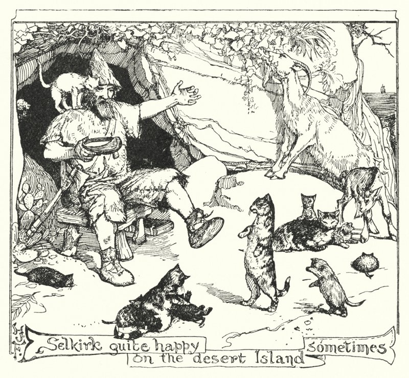 Selkirk někdy docela šťastný na pustém ostrově (litho) od Henry Justice Ford