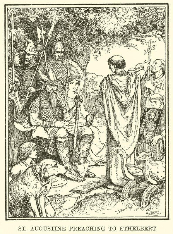 Svatý Augustin kázání Ethelbertovi od Henry Justice Ford