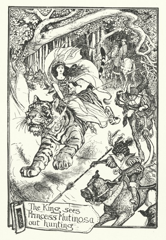 Král vidí princeznu Mutinosu na lovu (rytina) od Henry Justice Ford