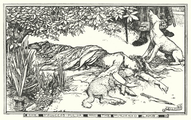 Princezna Pulja a zavražděné jehně (litho) od Henry Justice Ford