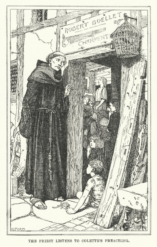 Kněz poslouchá Coletteino kázání (litho) od Henry Justice Ford