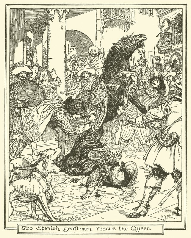 Dva španělští gentlemani zachraňují královnu od Henry Justice Ford