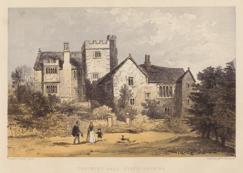Throwley Hall, Staffordshire (akvatinta) od Henry Lark Pratt