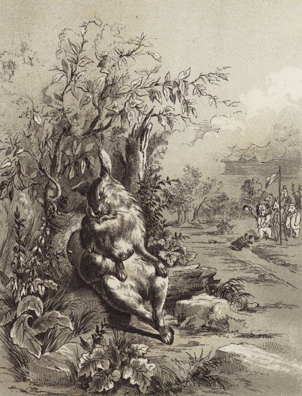 Ezopovy bajky: Zajíc a želva (litho) od Henry Louis Stephens