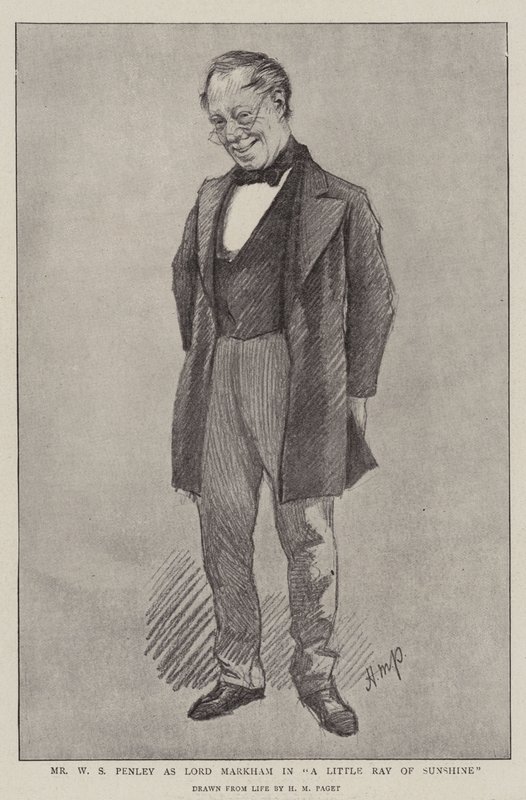 Pan W. S. Penley jako lord Markham ve filmu A Little Ray of Sunshine (litho) od Henry Marriott (after) Paget