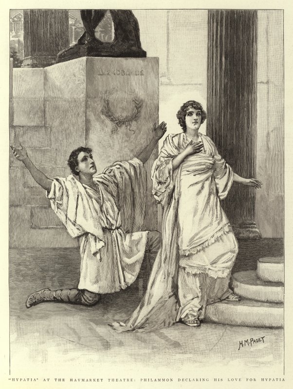 Hypatia v divadle Haymarket, Philammon deklaruje svou lásku k Hypatii od Henry Marriott Paget