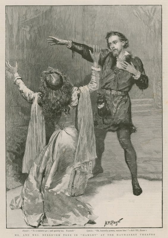 Strom Pan a paní Beerbohmovi v Hamletovi v divadle Haymarket (rytina) od Henry Marriott Paget