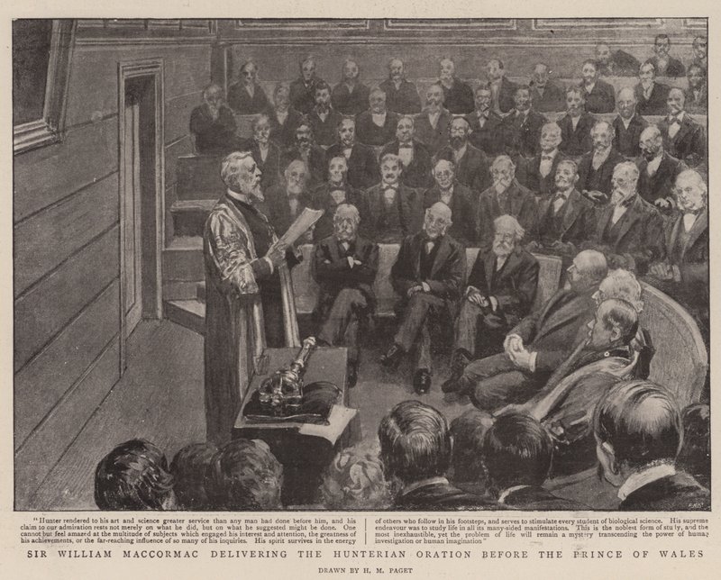 Sir William MacCormac přednáší Hunterian Oration před princem z Walesu od Henry Marriott Paget