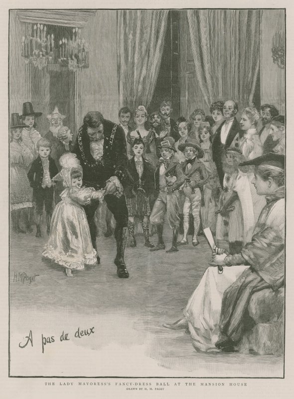 Maškarní ples paní starostky v Mansion House (rytina) od Henry Marriott Paget