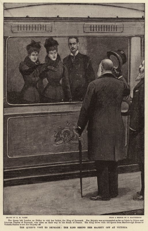 Návštěva královny v Dánsku, král vypravil Její Veličenstvo ve Victorii od Henry Marriott Paget