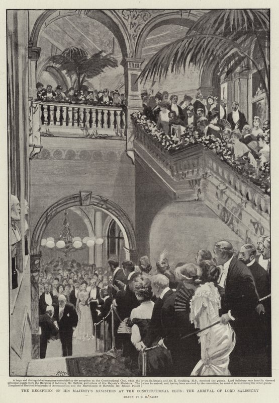Přijetí ministrů Jeho Veličenstva v Ústavním klubu, příjezd lorda Salisburyho od Henry Marriott Paget
